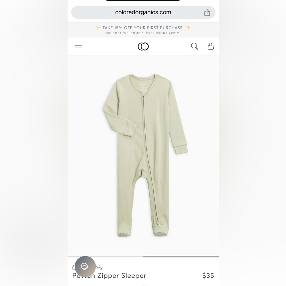 Colored Organics Peyton Zipper Sleeper 0-3 months